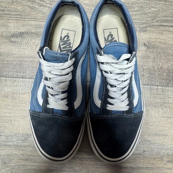 Vans Old Skool Navy/Light Blue Canvas/Suede Sneakers Women's Size 8 - Picture 2 of 7